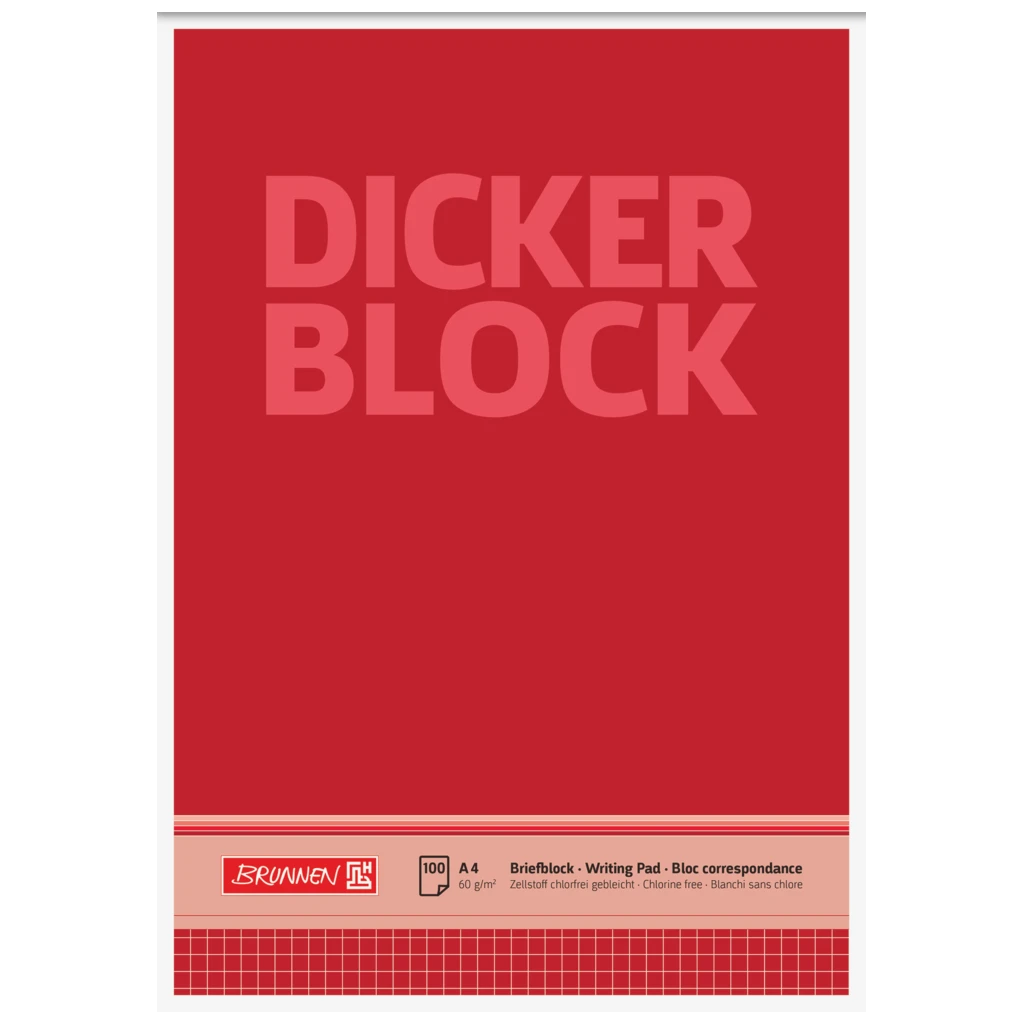 Brevpapper “Dicker Block” | A4, linjal 22, 100 blad / 200 sidor, röd