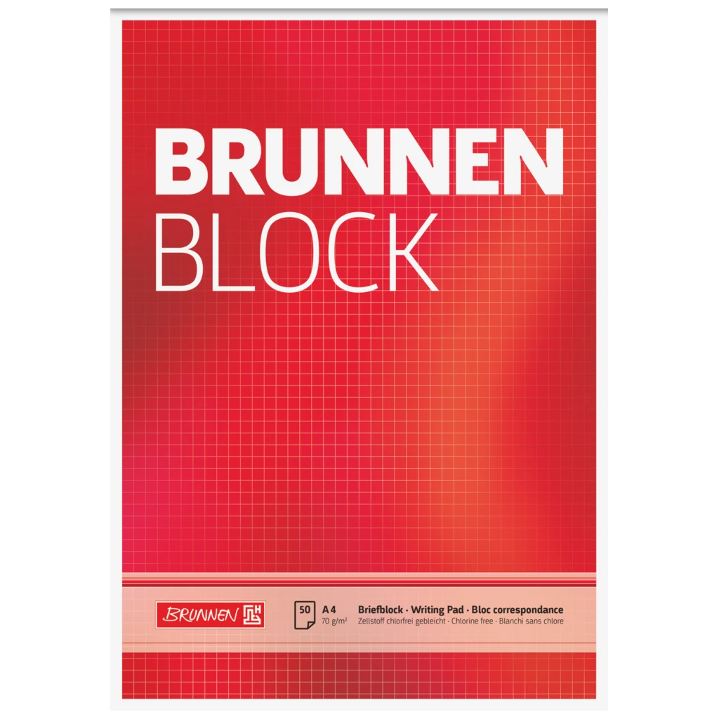 Brevpapper “BRUNNEN-Block” | A4, linjal 22, 50 blad / 100 sidor, röd