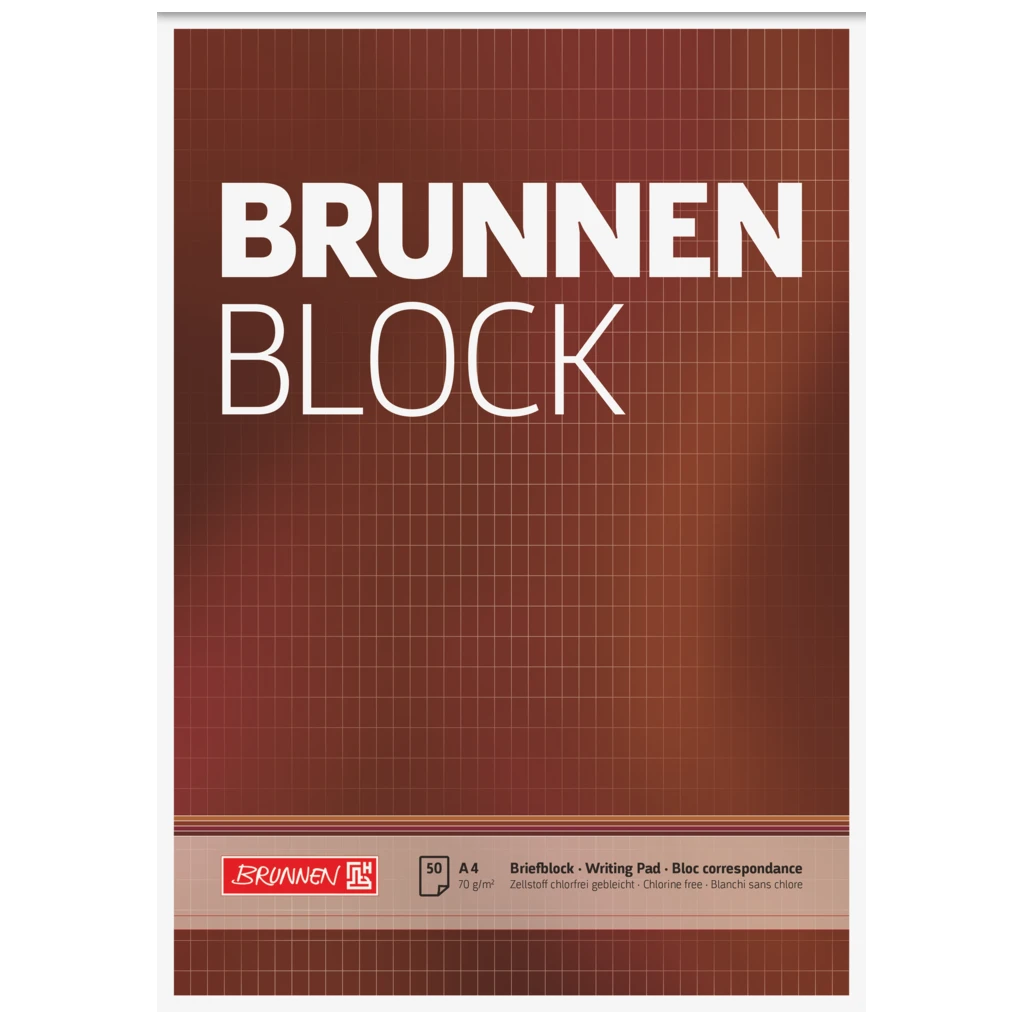 Brevpapper “BRUNNEN-Block” | A4, linjal 23, 50 blad / 100 sidor, brun