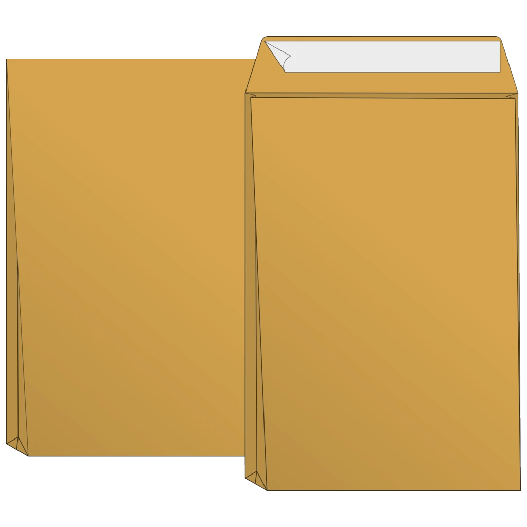 Kuvert med vikbar botten | 176×250 mm, B5, 110 g/m², brun, 50 styck
