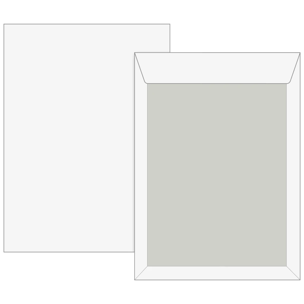 Kuvert med baksida av papp | 250×353 mm, B4, 120 g/m², vit, 5 styck