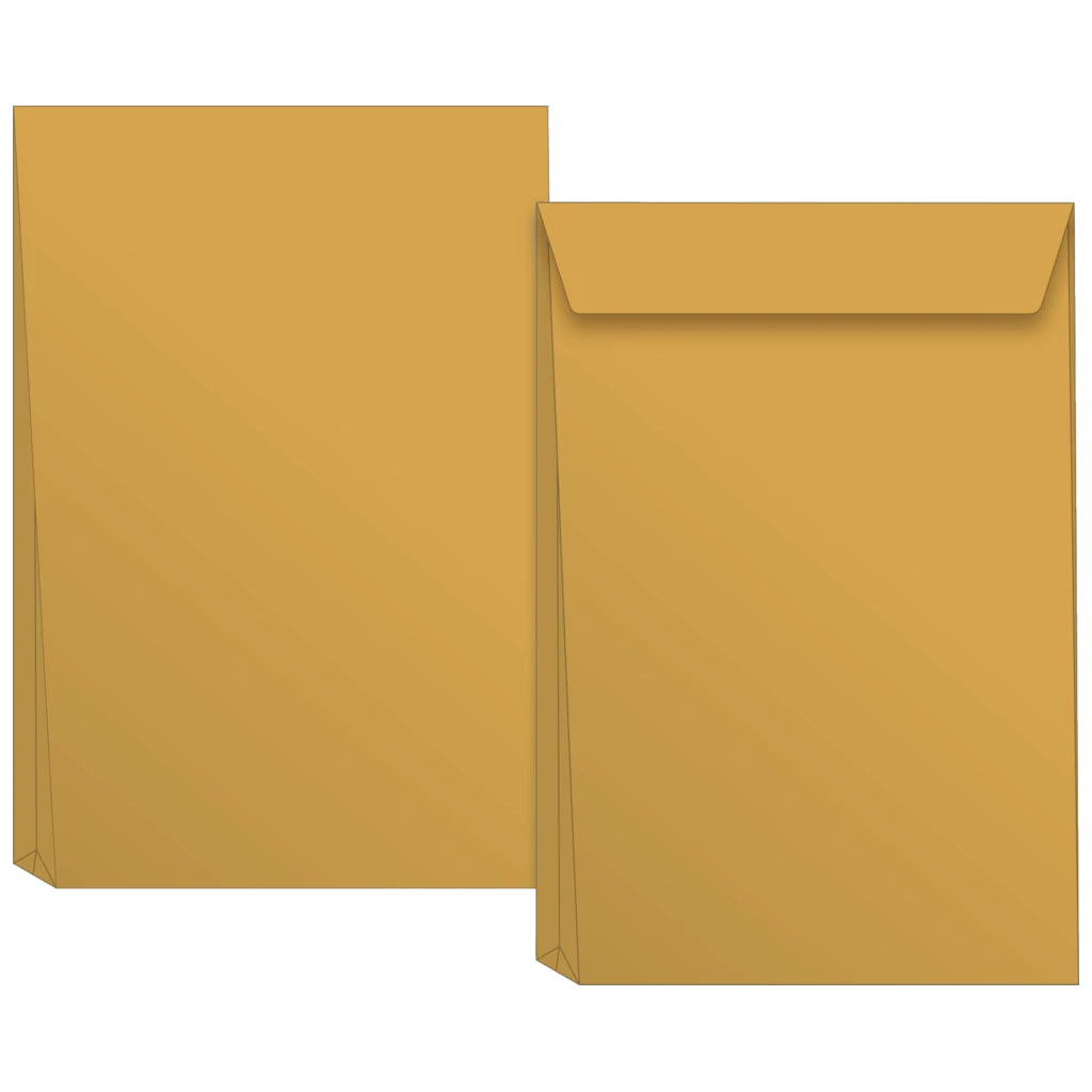 Kuvert med vikbar botten | 250×353 mm, B4, 130 g/m², brun, 50 styck