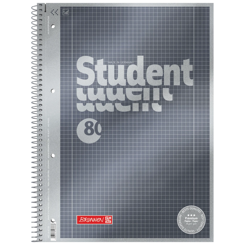 Kollegieblock Premium Student | A4, linjal 28, 80 blad / 160 sidor, antracit