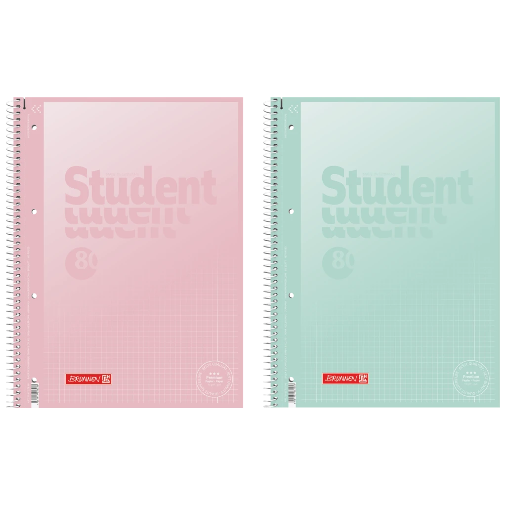 Kollegieblock Premium Student “Pastell” | A4, linjal 28, 80 blad / 160 sidor, sorterat