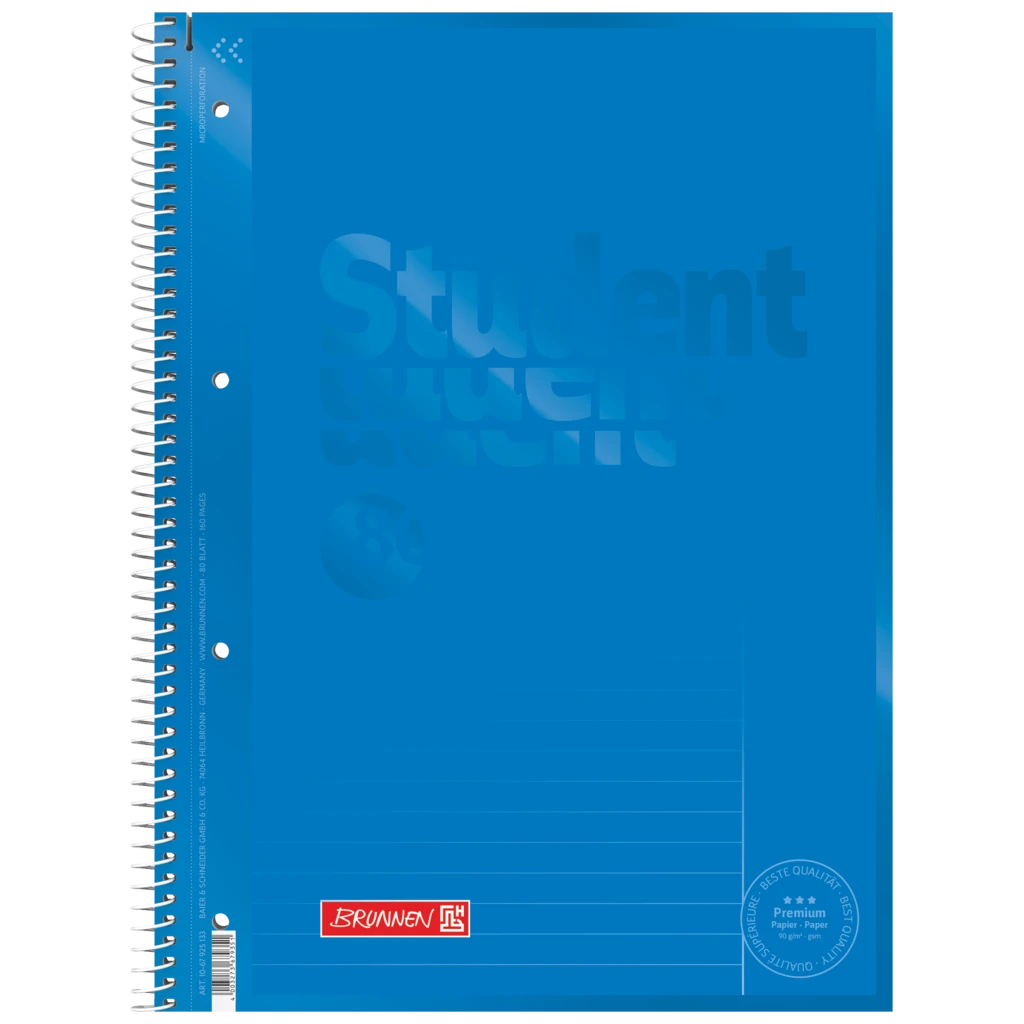 Kollegieblock Premium Student Colour Code | A4, linjal 25, 80 blad / 160 sidor, azur