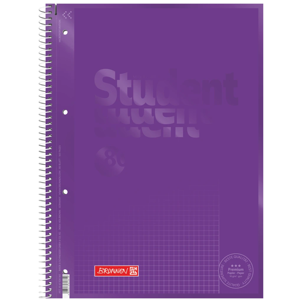 Kollegieblock Premium Student Colour Code | A4, linjal 26, 80 blad / 160 sidor, purple