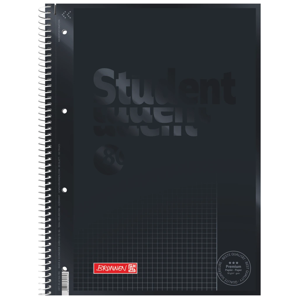 Kollegieblock Premium Student Colour Code | A4, linjal 26, 80 blad / 160 sidor, onyx