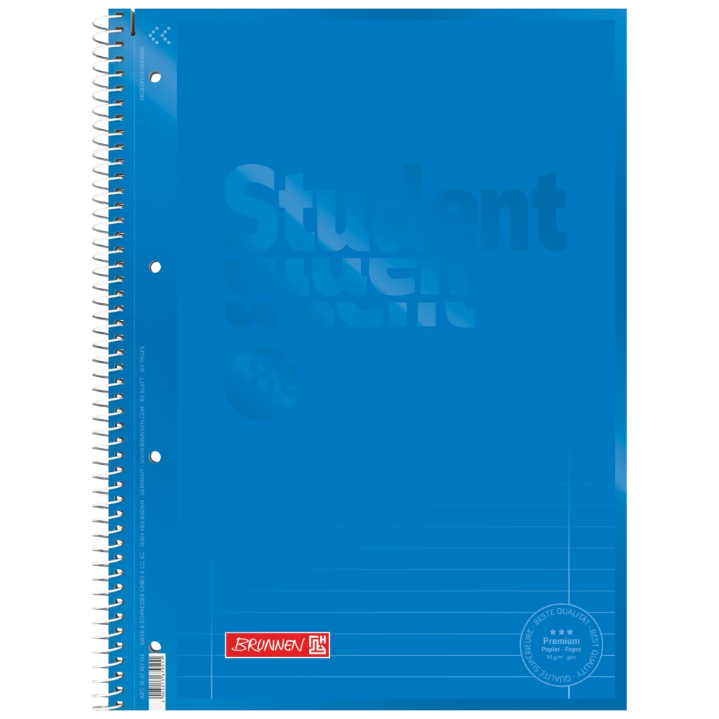 Kollegieblock Premium Student Colour Code | A4, linjal 27, 80 blad / 160 sidor, azur