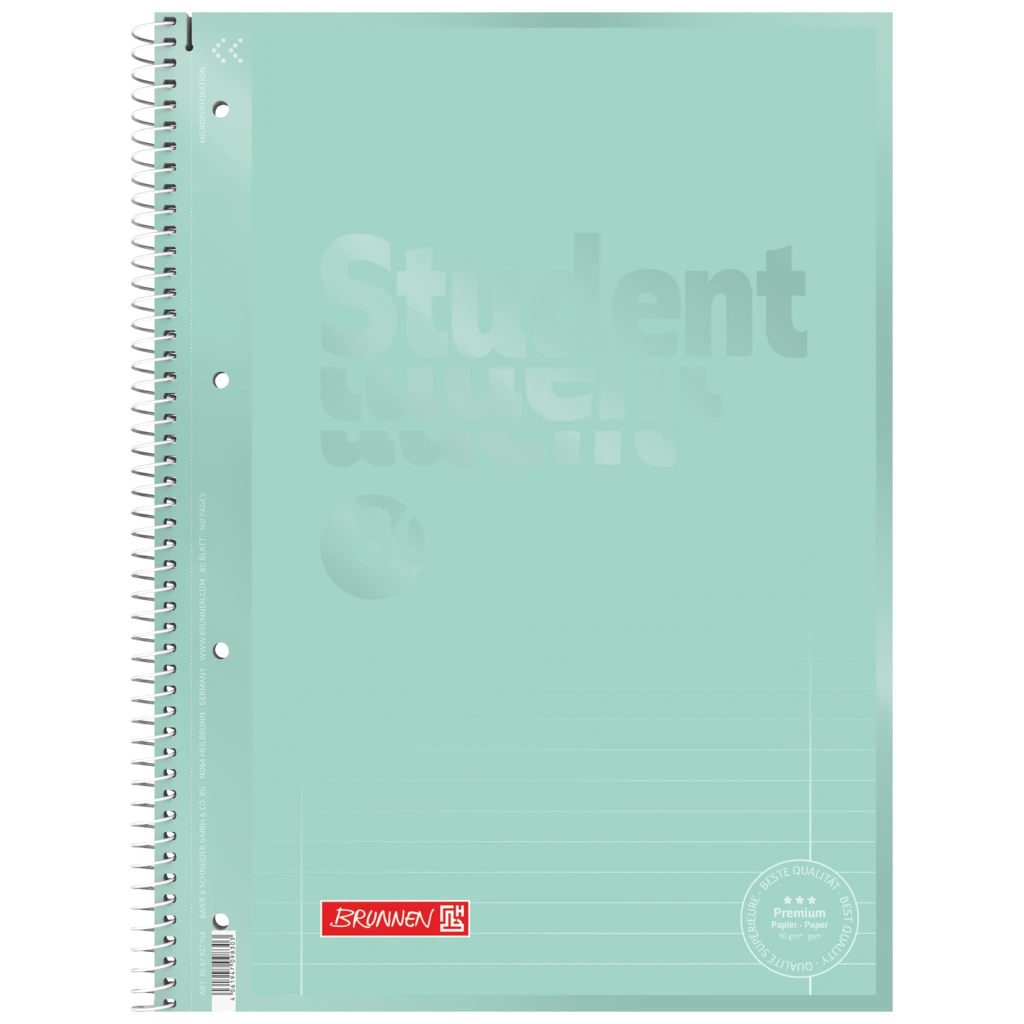 Kollegieblock Premium Student Colour Code | A4, linjal 27, 80 blad / 160 sidor, mint