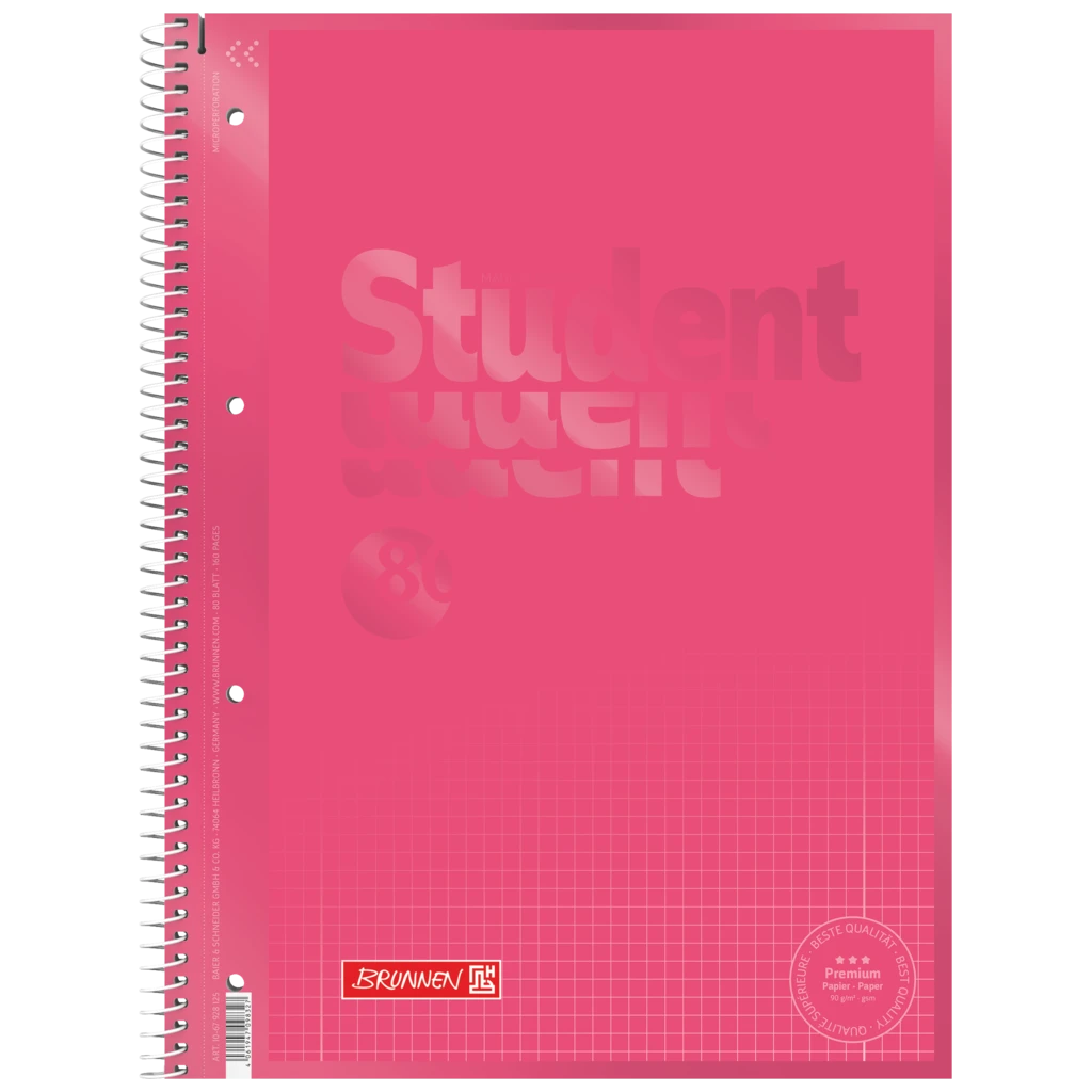 Kollegieblock Premium Student Colour Code | A4, linjal 28, 80 blad / 160 sidor, tulip