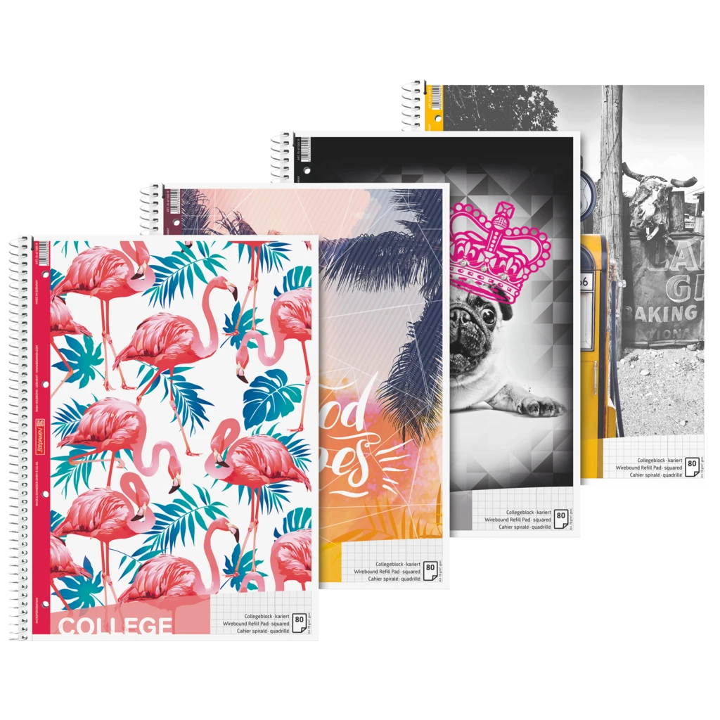 Kollegieblock “Trend” | A4, linjal 28, 80 blad / 160 sidor, sorterat
