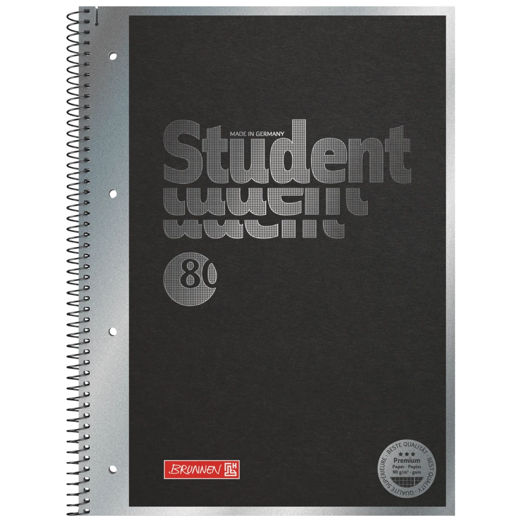 Kollegieblock Premium Student “Hardwired” | A4, linjal 28, 80 blad / 160 sidor, svart