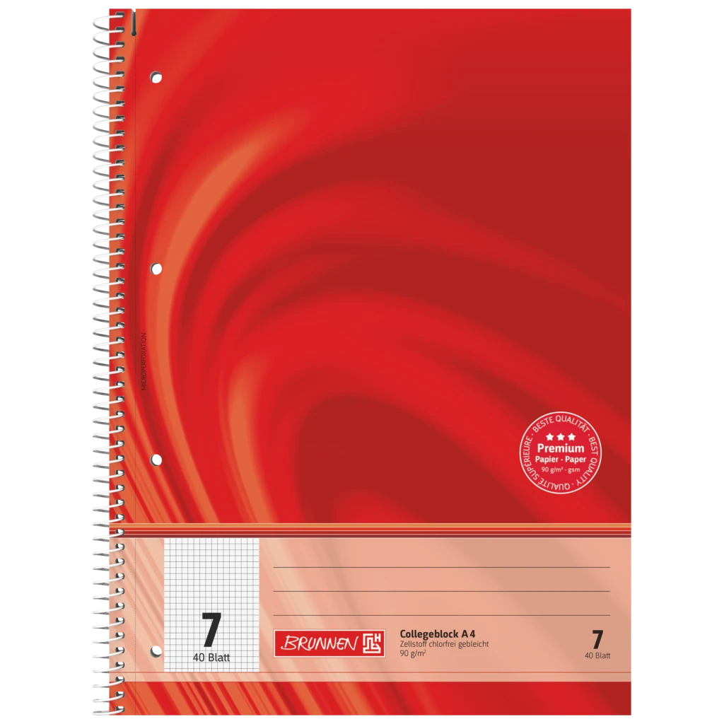 Anteckningsbok Premium Vivendi | A4, linjal 7, 40 blad / 80 sidor, röd