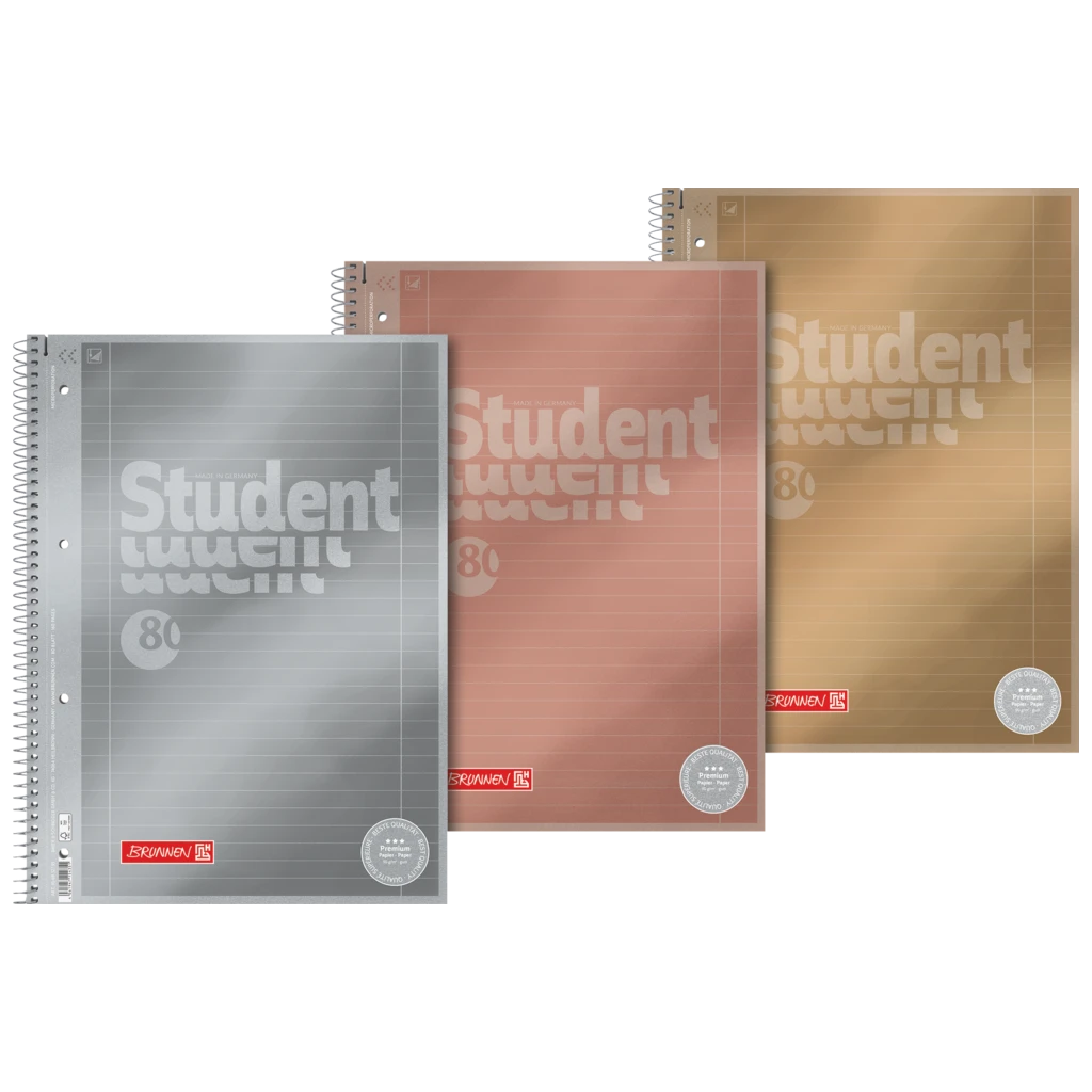 Anteckningsbok Premium Student Metallic | A4, linjal 27, 80 blad / 160 sidor, sorterat
