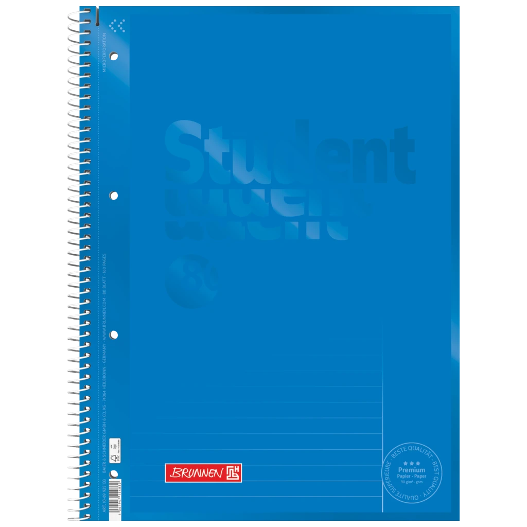 Wirebound Refill Pad Premium Student Colour Code | A4, ruling 25, 80 sheet(s) / 160 pages, azur