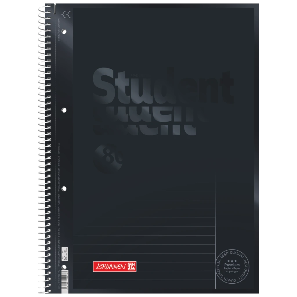 Wirebound Refill Pad Premium Student Colour Code | A4, ruling 25, 80 sheet(s) / 160 pages, onyx