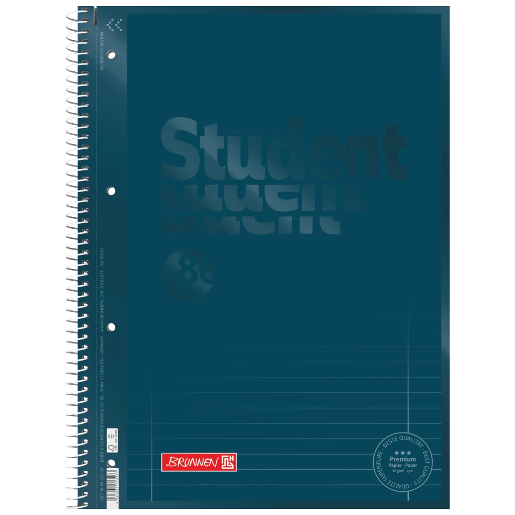 Anteckningsbok Premium Student Colour Code | A4, linjal 27, 80 blad / 160 sidor, denim