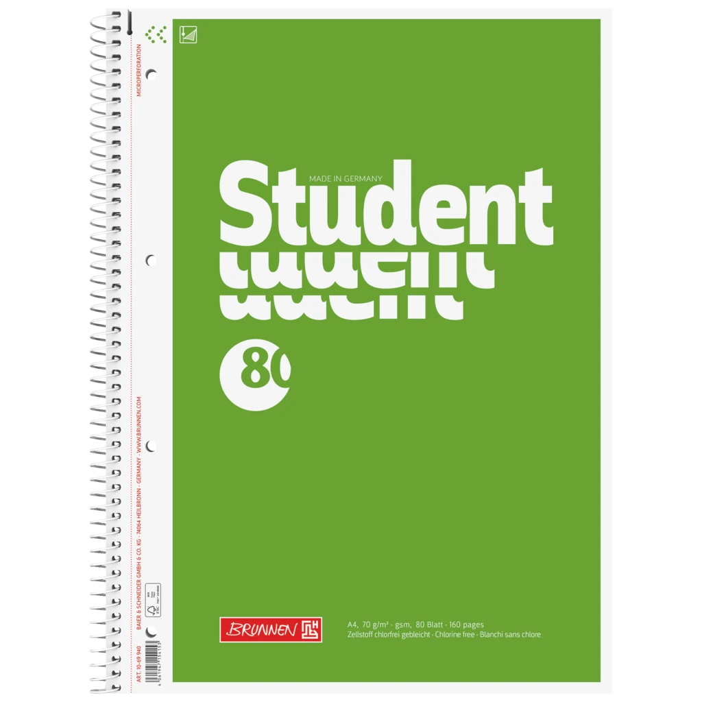 Wirebound Refill Pad Student | A4, ruling 20, 80 sheet(s) / 160 pages, green