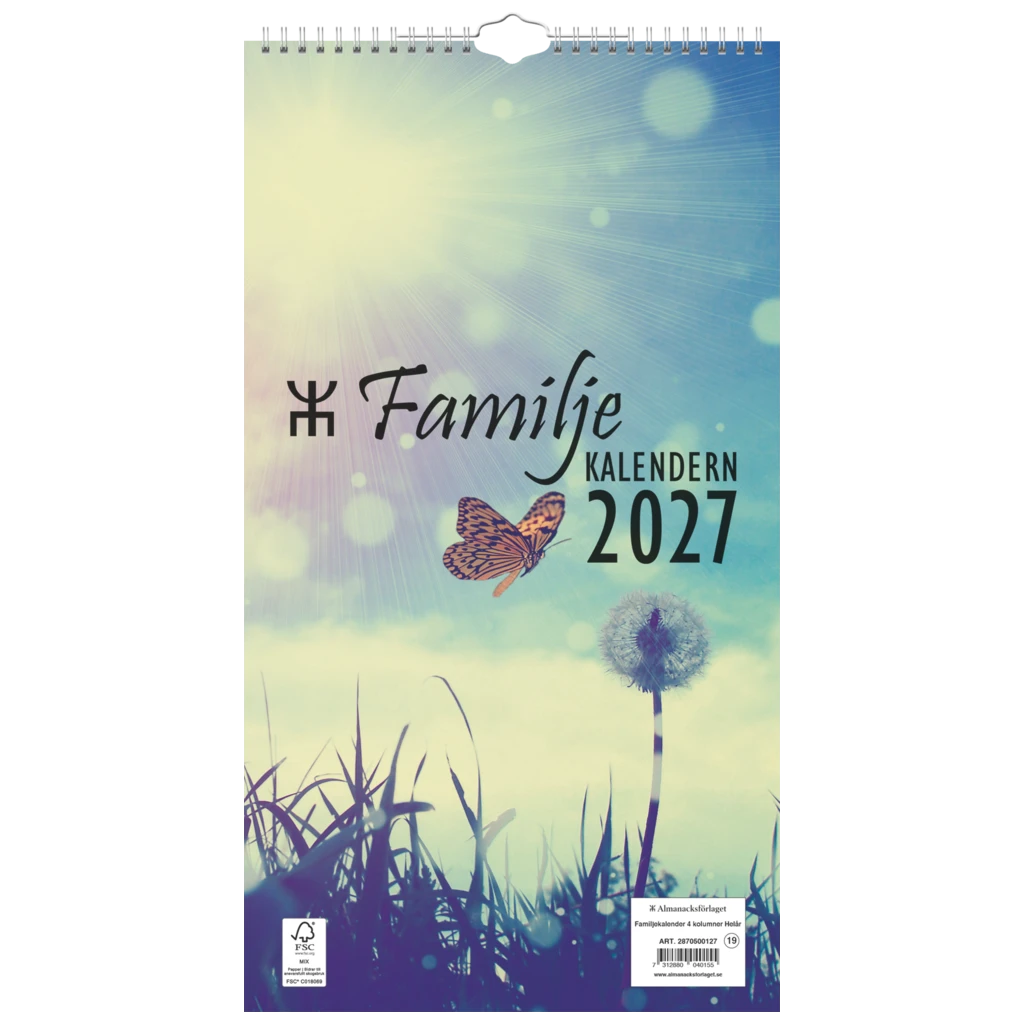 Familjekalender Helår 2027 “FI_Language” 4 kolumner | 21×38 cm