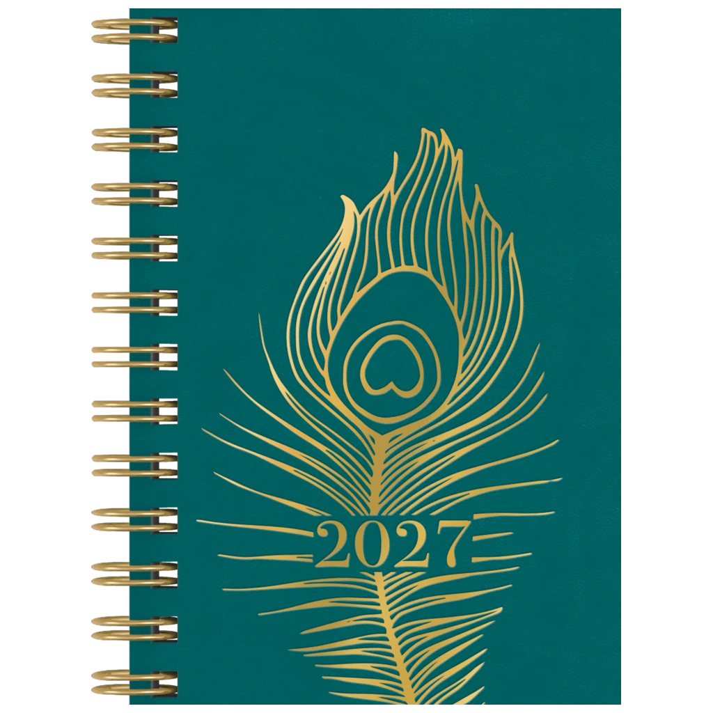Fickkalender Lilla Fick 2027 “Peacock” | 7,2×10,2 cm, läderimitation