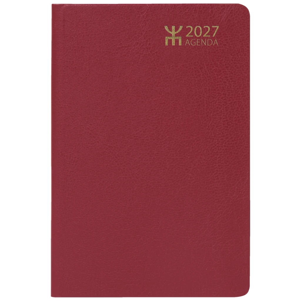 Fickkalender Agenda | 8,2×12,8 cm, läderimitation, röd