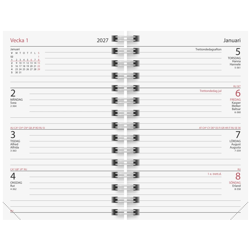 Fickkalender Classico 2027 Refill | 8,2×12,8 cm, kartong