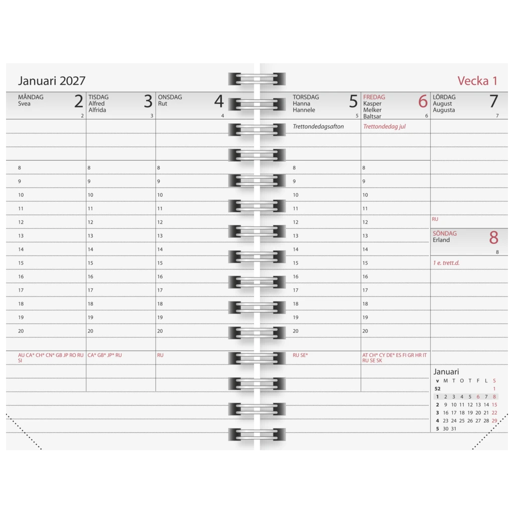 Fickkalender Executive 2027 Refill | 8,2×12,8 cm, kartong