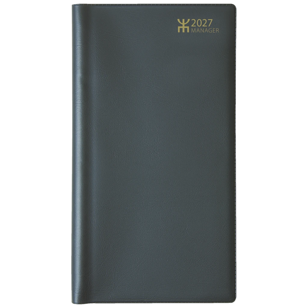 Fickkalender Manager 2027 | 8,7×15,3 cm, plast, svart