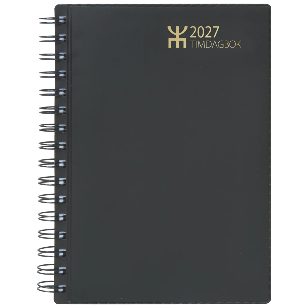 Fickkalender Timdagbok 2027 | A5, plast, svart
