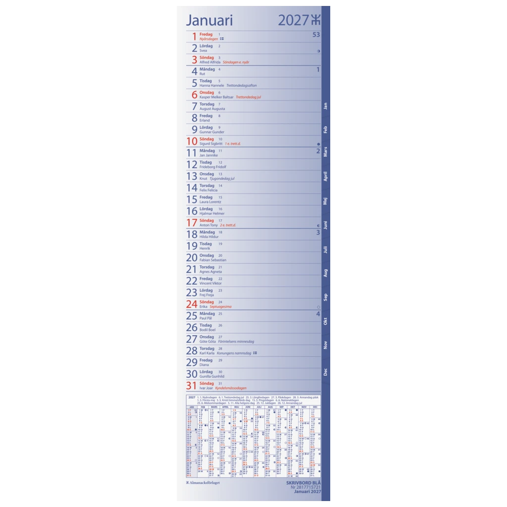 Skrivbord Blå 2027 | 11×37 cm