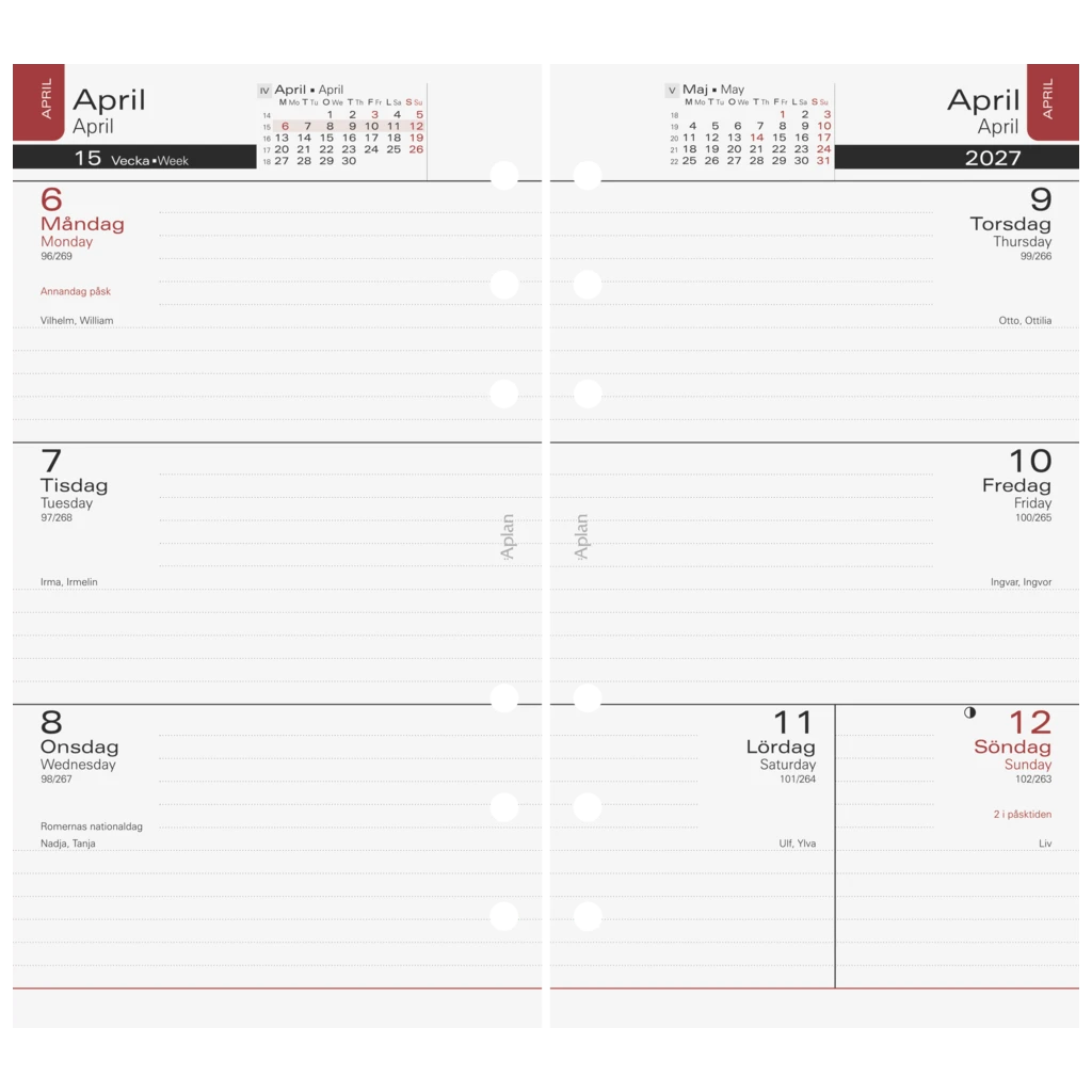 Refill Systemkalender Aplan Diary classic 2026/2027 | 92×168 mm